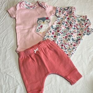 Newborn Carter's Pink and Floral Baby Set